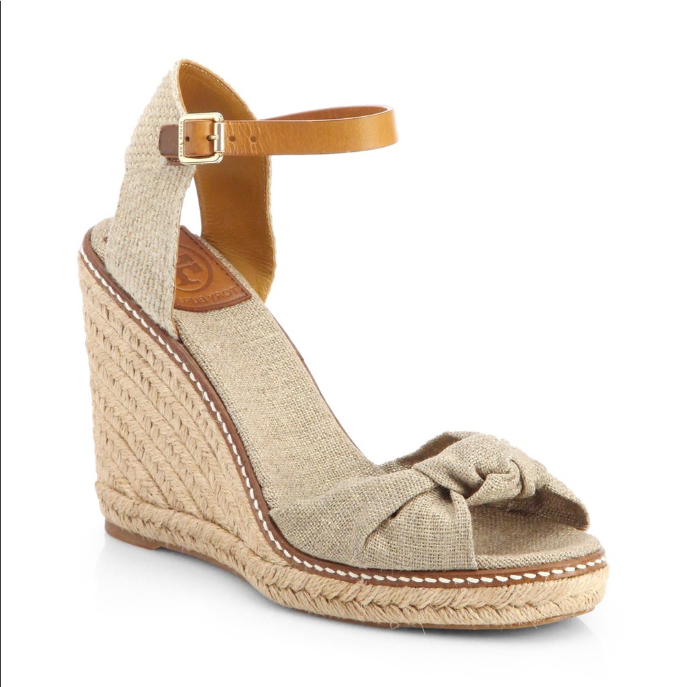 Tory Burch Macy Linen Wedge Espadrille Sandals
